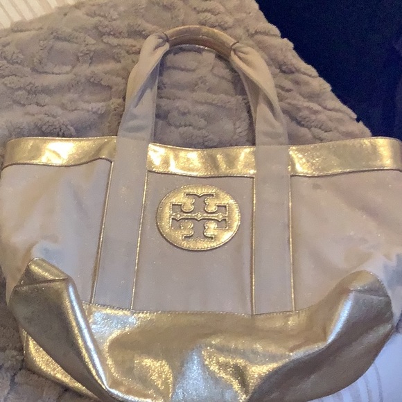 Tory Burch Canvas/Metallic Tote - Picture 1 of 6